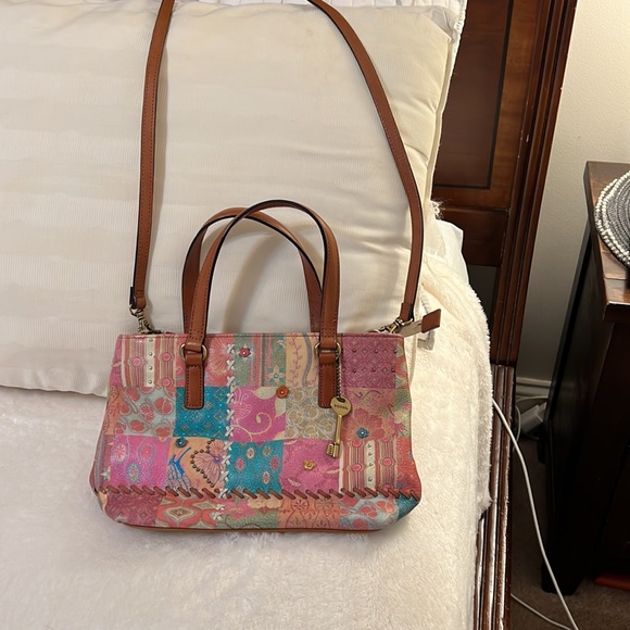 Like new beautiful FOSSIL leather vintage satchel crossbody bag,, - Picture 3 of 8